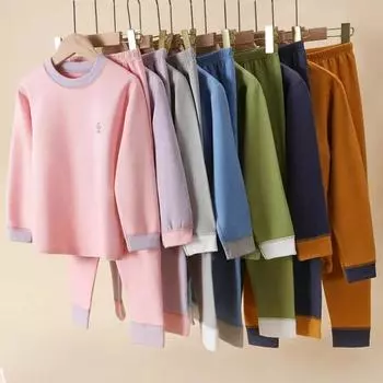 Детский комплект термобелья, теплая плотная ткань с начесом, детская пижама, домашняя одежда для мальчиков и девочек, термобелье, поддевочка 100cm розовый