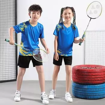 Детский комплект трикотажа для бадминтона, быстросохнущий тренировочный трикотаж для команды, молодежный трикотаж для настольного тенниса 5XS