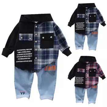 Детский комплект, весенне-осенний новый маленький и средний детский спортивный комплект, мужской и женский милый комплект из двух предметов для малышей 100 тёмно-синий