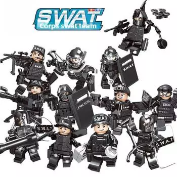 Детский конструктор Кукла Мальчик Игрушка Сборка Полиция Специальная полиция Военная серия Фигурка Пазл Сборная модель