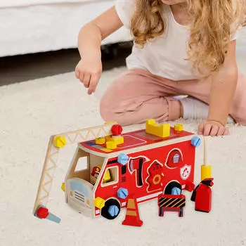 Детский конструктор с гайками и болтами, деревянная игрушечная машинка Garbage truck