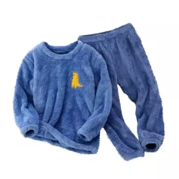 Детский коралловый бархатный пижамный комплект Детская домашняя одежда для лица 110 синий