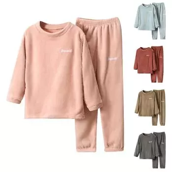 Детский коралловый бархатный пижамный комплект Детская домашняя одежда для лица 100 синий