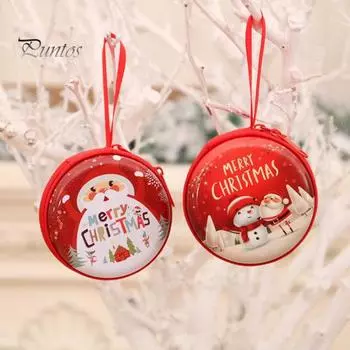 Детский кошелек для монет, круглый рождественский кошелек с мультяшным рисунком, застежка-молния, монетница со шнурком для детей, монет, денег, ключей, конфет A