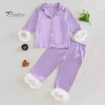 Детский костюм 2 шт./комплект семейная рождественская пижама мягкий материал теплый удобный классические цвета эластичный пояс идеально подходит для праздников семья Kid-3Y розовый