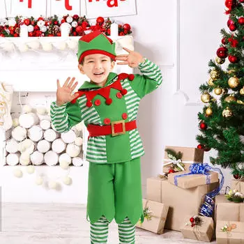 Детский костюм эльфа на Рождество с полосатыми носками Праздничные мероприятия S