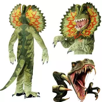Детский костюм динозавра-тираннозавра на Хэллоуин, детский забавный комбинезон для косплея, нарядное платье для дня рождения для девочек и мальчиков s зелёный