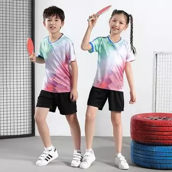 Детский костюм для бадминтона, теннисный тренировочный костюм для мальчиков и девочек, быстросохнущая дышащая спортивная одежда для настольного тенниса 5XS
