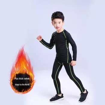 Детский костюм для бега и йоги с флисовой подкладкой - Быстросохнущие спортивные тайтсы для мальчиков и девочек, Идеально подходит для баскетбола и фитнес-тренировок 26