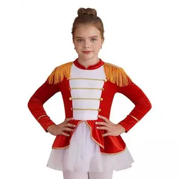 Детский костюм для косплея на Хэллоуин для девочек, сетчатый купальник-пачка с длинными рукавами для рождественского фестиваля, тематическая вечеринка 3-4 Years красный