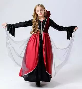 Детский костюм для косплея в стиле ретро, костюм на Хэллоуин, праздничное платье 140 красный