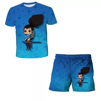 Детский костюм, футболка, летняя одежда для мальчиков и девочек, комплект из 2 предметов, детский костюм ниндзя, спортивный костюм для девочек, костюмы для девочек, детские костюмы ниндзя 120