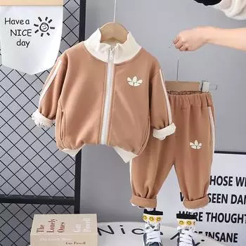 Детский костюм из двух частей с принтом, короткий рукав, застежка на пуговицы, широкие брюки, комплект пижамы, домашний повседневный костюм 100 хаки