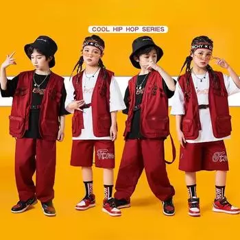 Детский костюм из трех частей: жилет + топ + брюки для мальчика, костюм с длинными рукавами и длинными брюками для девочки 110cm