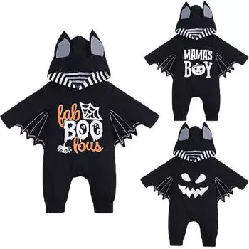 Детский костюм из треугольной веревки с капюшоном и длинными рукавами в форме летучей мыши на Хэллоуин 60 чёрный