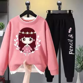 Детский костюм, модный свитер, весенне-осенний костюм из двух частей 90 морская волна