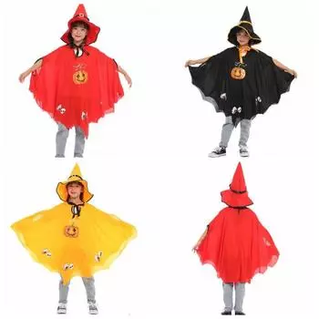 Детский костюм на Хэллоуин с черепом и шляпой, плащ на Хэллоуин, забавный детский плащ-призрак, подарок красный