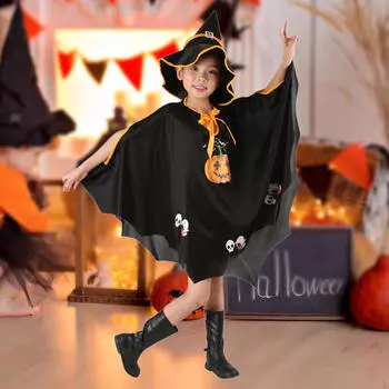 Детский костюм на Хэллоуин с крылом летучей мыши для выступления, вечеринки, фото реквизита, карнавала чёрный