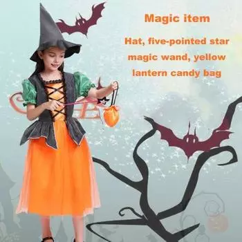 Детский костюм на Хэллоуин с палочкой ведьмы, платье тыквы для косплея, сценическая праздничная одежда, платье принцессы, одежда римского воина для мальчиков 100cm чёрный