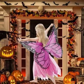 Детский костюм на Хэллоуин с застежкой в виде крыльев бабочки и лентой, сценический костюм, детская накидка с крыльями эльфа и ангела, подарок циан