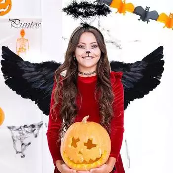 Детский костюм принцессы с крыльями ангела для девочек, регулируемые крылья феи из перьев, реквизит для сцены и выступлений на Хэллоуин белый