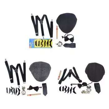 Детский костюм старика для косплея, регулируемый ремешок, самоклеящиеся бороды, аксессуары для костюма дедушки для P Set 1