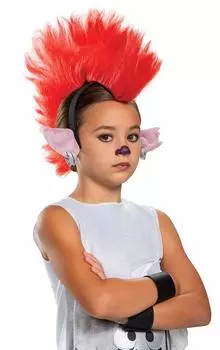 Детский костюм «Тролль Фильм 2 Барб Делюкс Тролли Мировой тур» Красный детский размер для персонажей из фильма Головной убор Повязка на голову, аксессуары