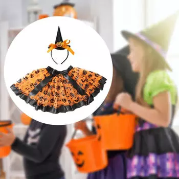 Детский костюм ведьмы для девочек, детская пачка для сценического представления, праздничный реквизит оранжевый