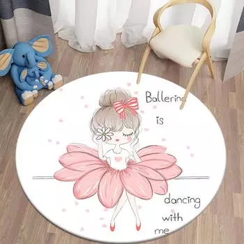 Детский ковер с принтом девушки из мультфильма, кавайные коврики, круглый ковер для гостиной, напольный коврик, фланелевый противоскользящий коврик для детей 40CM