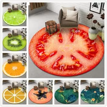 Детский коврик для детской игровой комнаты с фруктами и растениями, коврик для двери, нескользящий коврик для стула, ковер с помидорами, круглый ковер для гостиной 40