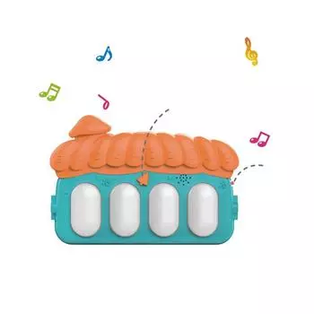 Детский коврик для гимнастики и игровое пианино с мелодиями, музыкальная игрушка-погремушка в виде животика