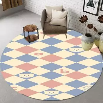 Детский коврик для ползания, круглые коврики, геометрическая сетка, коврики для детской комнаты, коврики для спальни, домашний декор, круглые коврики для гостиной, классические коврики 40cm