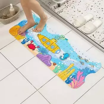 Детский коврик для ванной с присоской, мультяшный узор, износостойкий, нескользящий, очень мягкий, быстросохнущий напольный коврик для ванной комнаты L
