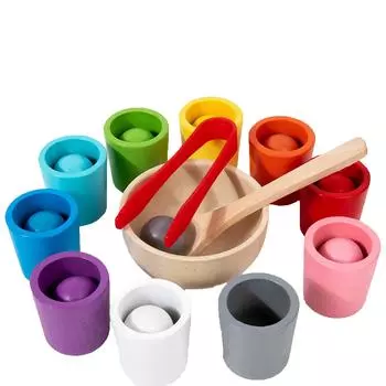 Детский красочный мяч, классификация, стаканчик, укладка, детский сад, тренировка координации рук и глаз, развивающие игрушки One Size