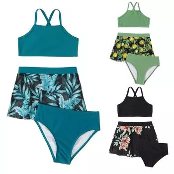 Детский купальник из 3 частей с высокой талией. Купальник из 3 частей. 104 чёрный