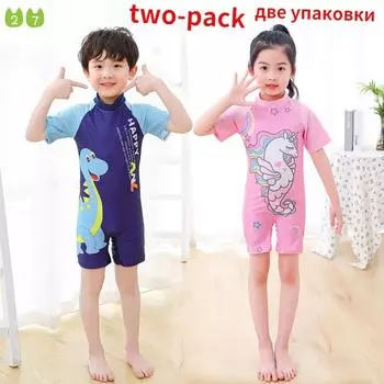Детский купальник с героями мультфильмов, милый купальник для мальчиков и девочек, детский быстросохнущий цельный купальник 3-4years