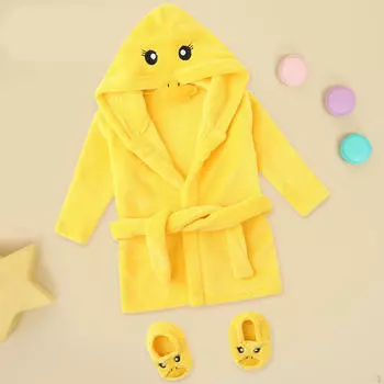 Детский купальный халат с капюшоном и обувью, мягкий купальный халат для купания, рост ребенка 59 см Height 59 cm