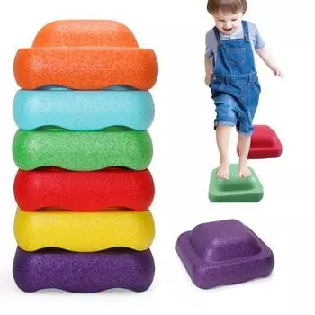 Детский квадратный камень для ходьбы, нескользящий, для детского сада, для малышей, развивающий фокус, баланс, координацию, речной мост, камень, сенсорная игрушка оранжевый