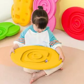 Детский лабиринт, балансировочная доска с 5 шариками, сенсорная тренировка, качающаяся доска, балансировочная доска, качалка для малышей, мальчиков и девочек, игра-игра на равновесие, игрушка жёлтый