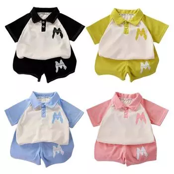 Детский летний костюм от 2 до 10 лет, комплект из футболки и шорт с лацканами, теннисная рубашка 90