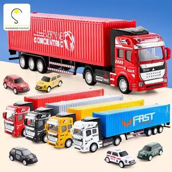 Детский литой контейнер большой грузовик игрушка мальчик инженерия тягач транспорт большой контейнер полуприцеп модель автомобиля персидский красный