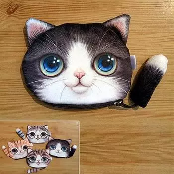 Детский милый кошелек для монет с изображением лица и хвоста, детский кошелек, сумка для мелочи, ключ 4