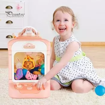 Детский мини-автомат с когтями и 20 мини-игрушками, мини-торговый автомат, конфетный захват, диспенсер для игрушек, электронный аркадный игровой автомат с когтями синий