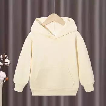 Детский Модный Однотонный Пуловер Повседневная Толстовка с Круглым Вырезом для Мальчиков 100