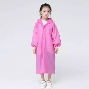 Детский модный плащ, милый детский дождевик с капюшоном, утолщенный водонепроницаемый пончо из ЭВА, многоразовый для мальчиков и девочек, дождевик, комбинезон 110x55cm