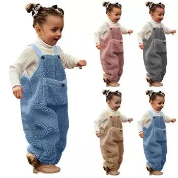 Детский модный повседневный комбинезон-рюкзак для мальчиков и девочек из утолщенного плюша 100 коричневый