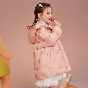 Детский модный пуховик, зимняя повседневная теплая пуховая куртка для девочек 90cm
