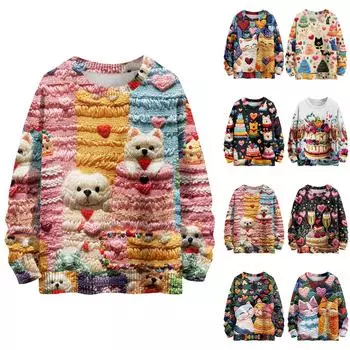 Детский модный свитер с круглым вырезом и длинным рукавом для мальчиков и девочек, вязаный свитер с милым принтом 120 чёрный