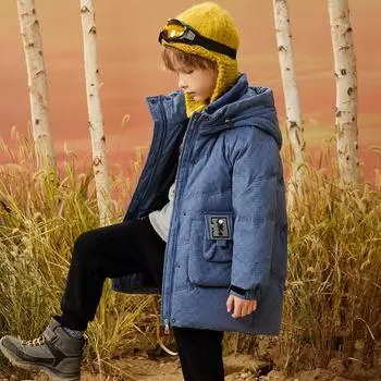 Детский модный утолщенный пуховик, зимняя повседневная теплая куртка для мальчиков для мальчиков 120cm