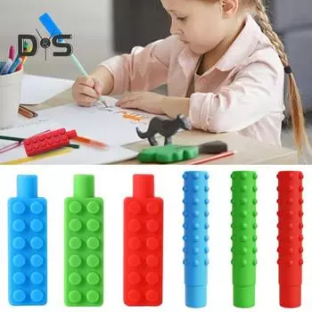 Детский молярный строительный блок из пищевого силикона с радужной оправой и шнуром, препятствующий глотанию, развивающий моторику полости рта, сенсорное жевательное ожерелье, прорезыватель для зубов K